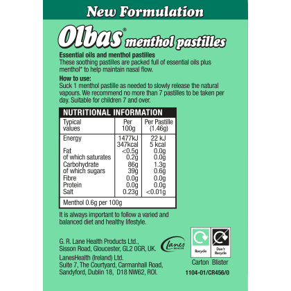 Olbas Menthol Pastilles Olbas Menthol Pastilles